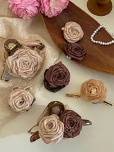 乾燥したバラの花モチーフヘアクリップ【サイドクリップ・高級感】