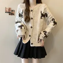 感ある肩出しデザインの花柄ニットカーディガン【秋冬用・大きいサイズ・軽やかスタイル】