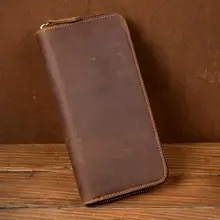 長財布 メンズ レディース 本革 クレイジーホースレザー ヴィンテージ ファスナー クラッチバッグ カードケース