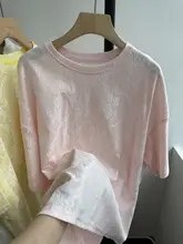 レディース 春夏用カジュアルTシャツ【ラウンドネック・レースデザイン・ゆったりサイズ・短袖】