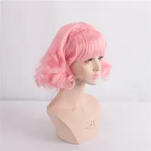 浅いピンクのショートカールウィッグ【女性用・前髪あり・コスプレ用】