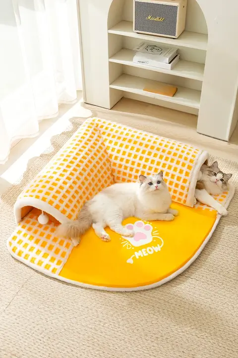 夏用トンネル型猫ハウス【洗濯可・閉じたデザイン・多頭飼い対応】