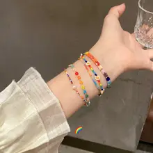 カラフルな編み込みブレスレット【夏用・個性的・インスタ映え】