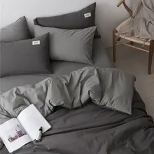 無地コットン製4点セットベッド用品【シンプルデザイン・学生用・ダブルベッド1.8m対応】