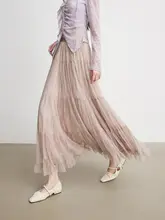 花柄レース付きのシフォンスカート【春用・女性用・ロング丈】