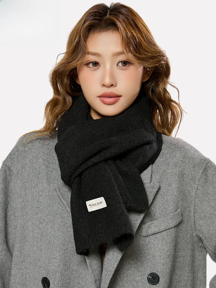 緑のニットスカーフ【秋冬用・保温・柔らか】