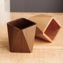 胡桃木製 デスク用ペン立て【オフィス向け・高級感・化粧ブラシ収納対応】