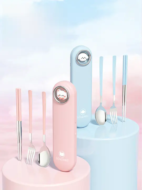 ステンレス製カトラリーセット【子供用・持ち運び便利・ランチボックス付き】