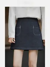 ミニスカート レディース デニム風 Aライン ヴィンテージ 着回し 秋 夏