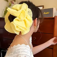 気品漂うブラックレースの大きなヘアゴム【韓国風・高級感】