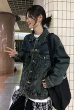 水洗い加工のアメリカンスタイルデニムジャケット【春秋用・ゆったりシルエット・ラペルカラー】