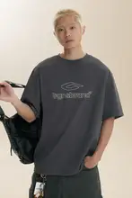 ラインロゴデザインの基本半袖Tシャツ【男女兼用・アメリカンスタイル・フィット】