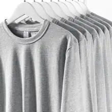 麻色の長袖Tシャツ【コットン製・ルーズフィット・  ラウンドネック】