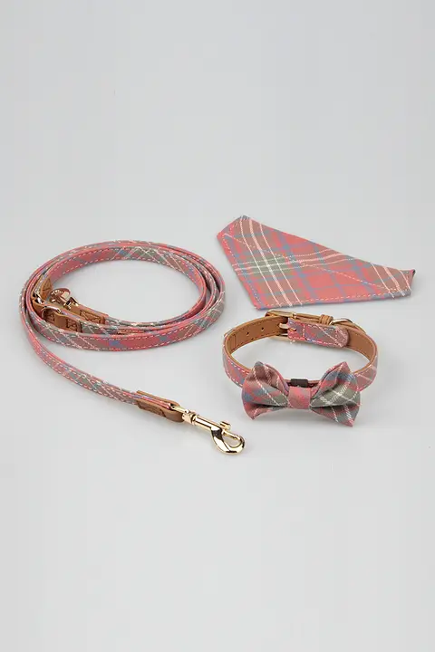 Puppytie 犬用カラーとリードセット【蝶結びデザイン・中型・小型犬用】