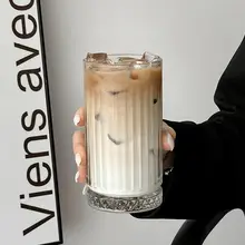 クラシック冷抽モカラテカップ【ストライプガラス・牛乳用・朝食用】