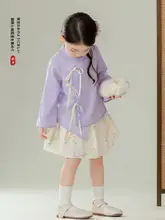 新中式古風ワンピース【女児用・春秋向け・国風デザイン】（セットアップ対応）