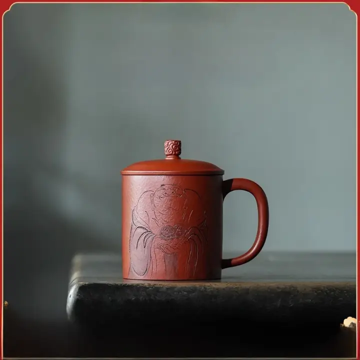 宜興紫砂茶杯【純手作り・朱泥・高級デザイン】