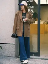 フレンチスタイルのウール混ロングカーディガン【女性用・ルーズフィット・秋冬用】