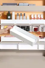 白色プラスチック製化粧品収納ボックス【バスルーム用・狭長タイプ】
