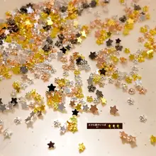 クリスマスの五角星ネイルアクセサリー【ゴールド・ミニサイズ・合金・平底ストーン】