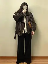 大きいサイズのレトロ風レザージャケット【カジュアルスタイル・女性用・多用途】