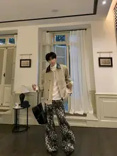 ヒョウ柄 ゆったり ヒップホップ カジュアルパンツ デニム Retroスタイル