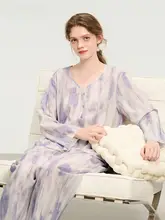 レディース春夏用九分袖シャツと九分丈パンツのルームウェア【リネンブレンド・ゆったりデザイン・外出可能】（セットアップ対応）