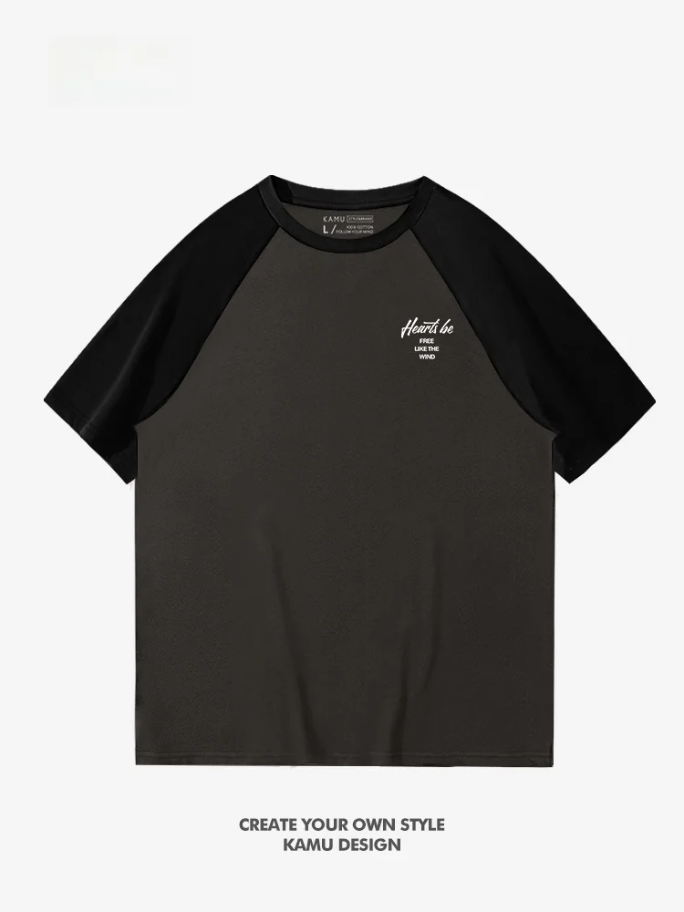アメリカンスタイルの切替デザイン半袖Tシャツ【学生向け・ビンテージ風・夏用】