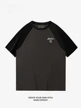 アメリカンスタイルの切替デザイン半袖Tシャツ【学生向け・ビンテージ風・夏用】
