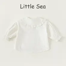 女の子用春秋シャツ【フリルカラー・長袖・コットン製・甘いデザイン】