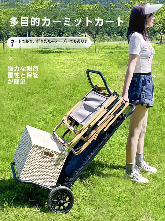 携帯に便利な小型アウトドア用折りたたみカート【キャンプ・ピクニック・デスク用】