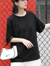 白色 レディース 半袖 Tシャツ【夏用・コットン・ルーズフィット・大きいサイズ】