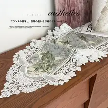 フレンチスタイルのビンテージテーブルクロス【レースデザイン・高級感ある長方形】