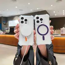 MagSafe対応透明スマホケース【iPhone用・衝撃吸収・薄型デザイン・ボタン電鍍】