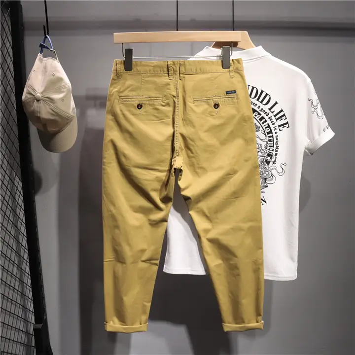 ニッチ カーキ カジュアルパンツ メンズ ミニマリスト
