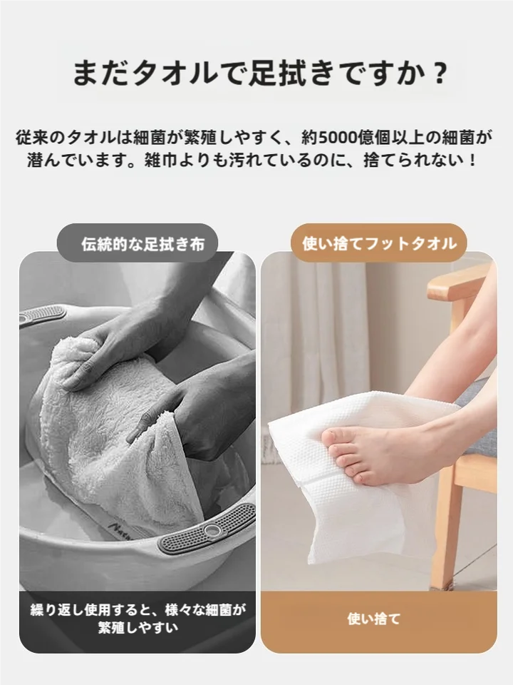 使い捨て足拭きタオル【吊り下げ式・極上の吸水性・厚手】