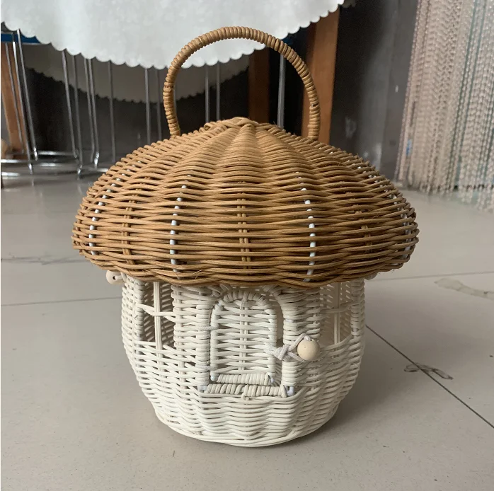 手作りのアコーヤ松ぼっくり型バスケット【子供部屋用・収納・撮影小道具】
