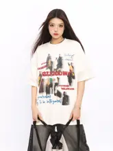 アメリカンビンテージ風 半袖Tシャツ【デザイン性のある小流行・カップル向け】