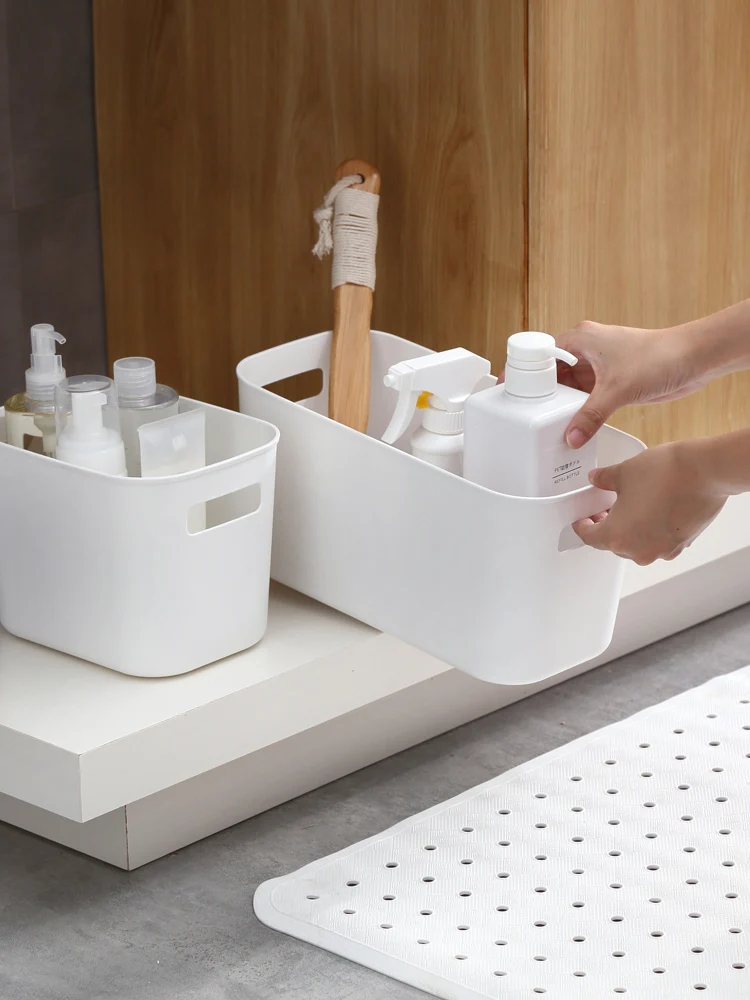 キッチン用プラスチック収納ボックスD3989：細々したものの収納に最適な長方形ケース
