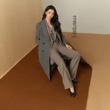 ウール製 ストレートパンツ【フォーマル・ビジネスカジュアル・レトロスタイル】