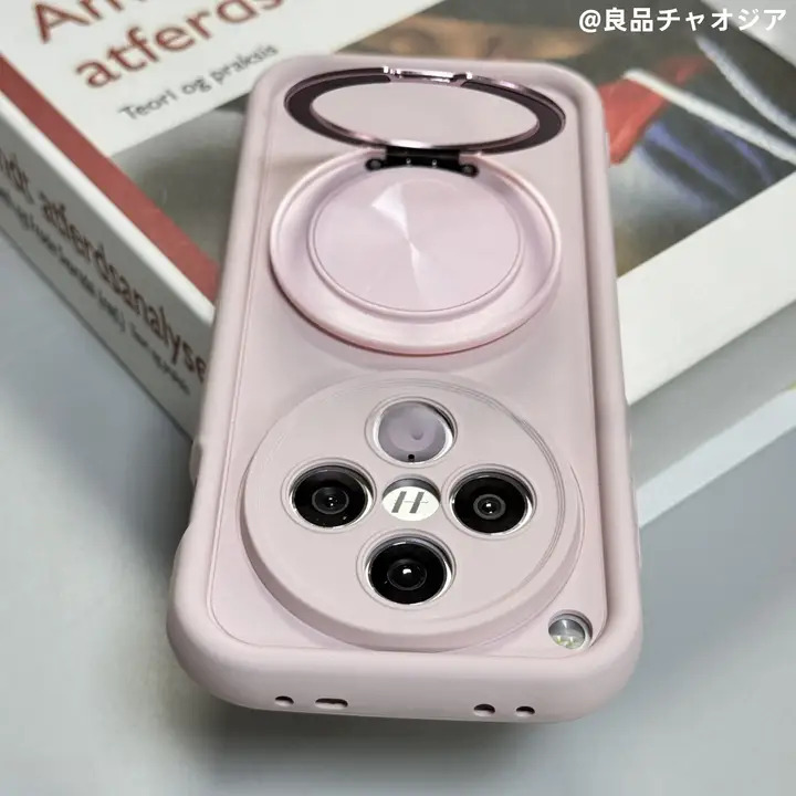 灰色ピンクの360°回転スタンド【II型スマートフォンケース・衝撃吸収・全包囲・シリコン製】