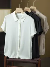 真夏にぴったりなシルク製ショートスリーブシャツ【フラップカラー・通勤向き】