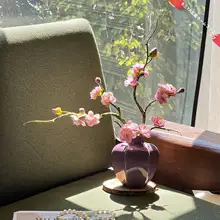 新中式デザインの手作りシルクフラワー 準梅の造花【高級感のあるデスクトップ装飾】
