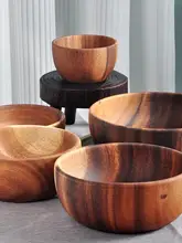 高級無垢材製和風ボウル【レトロデザイン・多用途・家庭用】