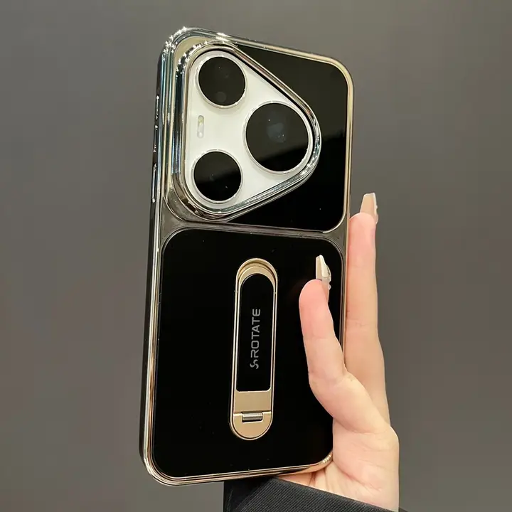 華為Pura70Pro用 スマートフォンケース【新型・電镀デザイン・360度回転スタンド機能・耐衝撃】