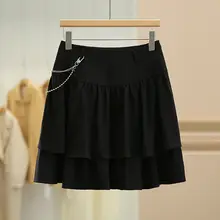 立体フラワーデザインのチェーン付きタイトスカート【フィット感のあるデザイン・冬用】（セットアップ対応）