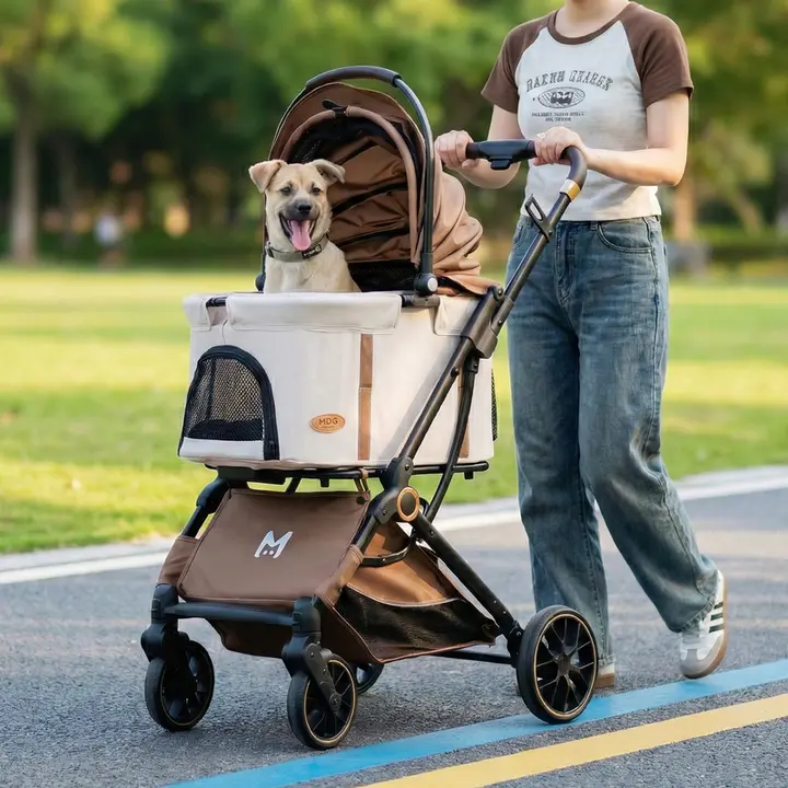 中小型犬用ペットキャリーカート【折りたたみ式・ワンボタン操作・携帯便利】