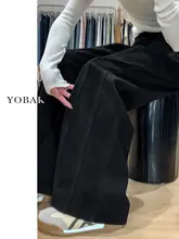 ブラックワイドレッグデニムパンツ【冬用・裏起毛・フィット・ストレートシルエット】