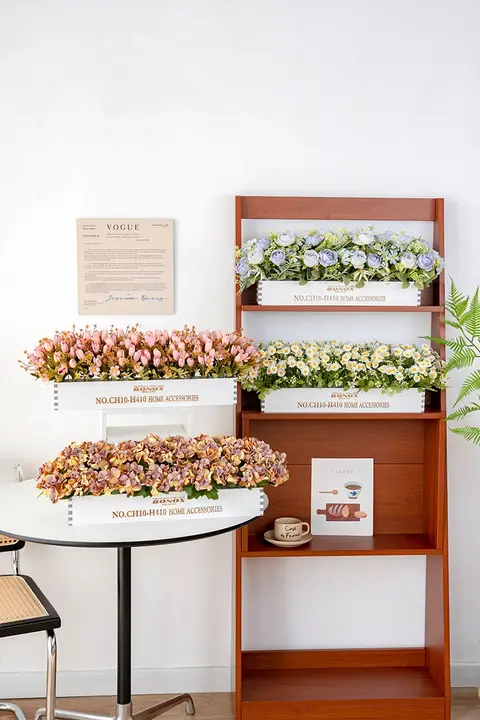 半米 実木製フェンスのドライフラワー風飾り花【部屋の装飾用・ナチュラルスタイル】