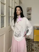 美人魚デザインの長袖Tシャツ【アンティーク風・プリント・UVカット】